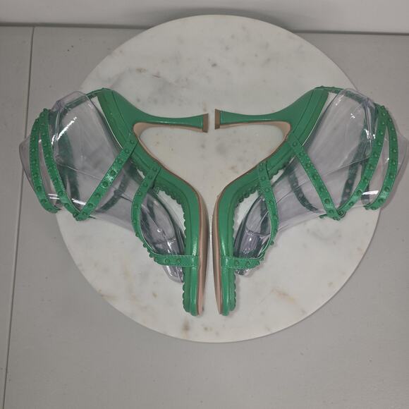 Azalea Wang Shoes Womens Size 8 Green Strappy Studded Heel Sandals SKIP-GREEN - Picture 8 of 13